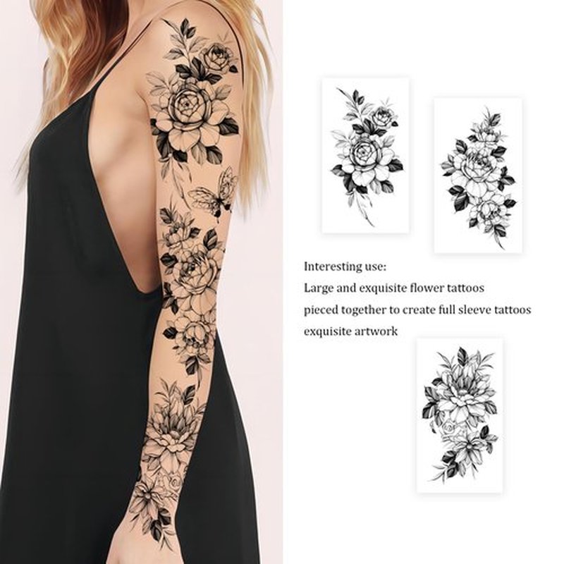 Large, beautiful and elegant temporary tattoos for women, Flower tattoos for women sleeve, Butterfly Sexy Long Lasting Temporary tattoo