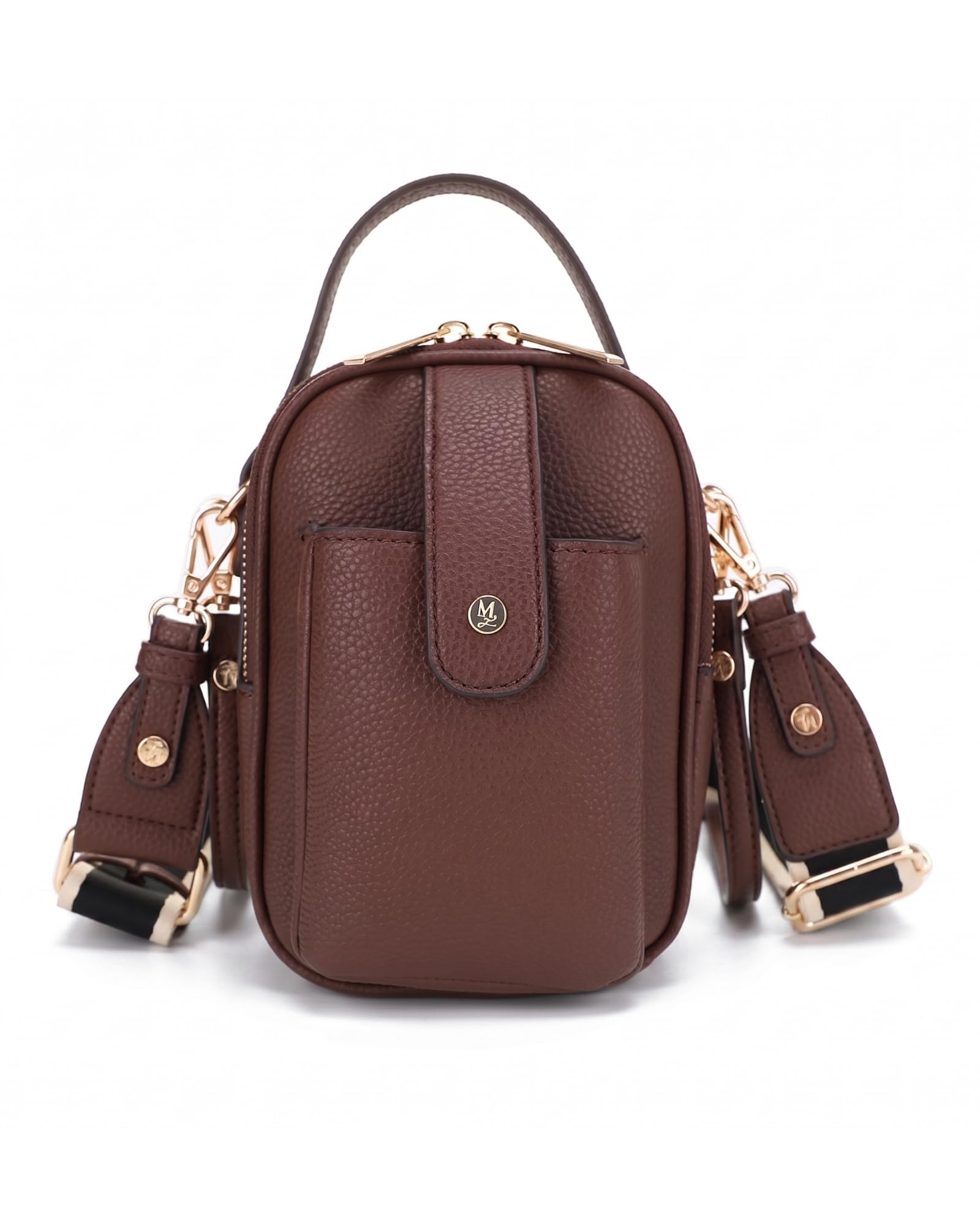 Mali+Lili Gail Vegan Leather Multi Compartment Crossbody Bag - Chocolate