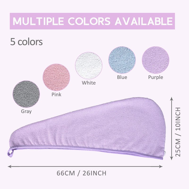 YoulerTex Microfiber Hair Towel Wrap Set: 5 Packs Turban Towel & Shower Cap for Women's Hair Care