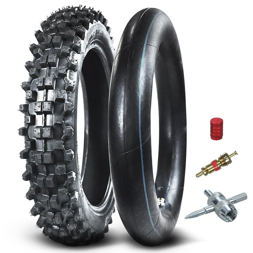 HOLATO Rear 80/100-12 3.00-12 Tire and Inner Tube for 110cc 125cc CRF70 CRF110 XR70 KLX110 TTR90 PW80 RM60 RM65 TaoTao DB14 SSR Apollo Coolster Dirt Pit Bike Motorcycle Off Road Motocross Heavy Duty