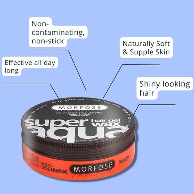 Morfose Super Aqua Hair Gel Wax - Strong Flexible Hold for All-Day Style | 5.92 Fl. Oz, Mango Scent