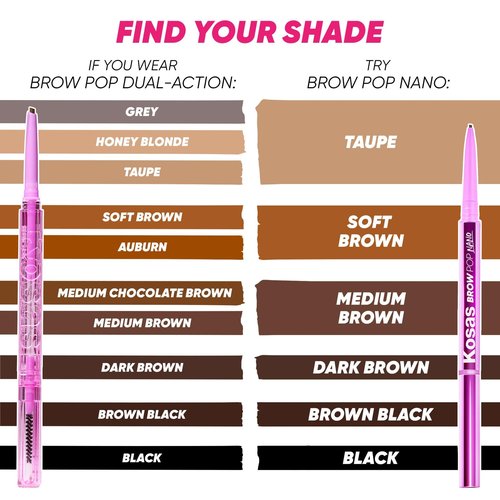 Kosas Brow Pop Eyebrow Pencil – Brow Pencil with Spoolie, Medium Chocolate Brown