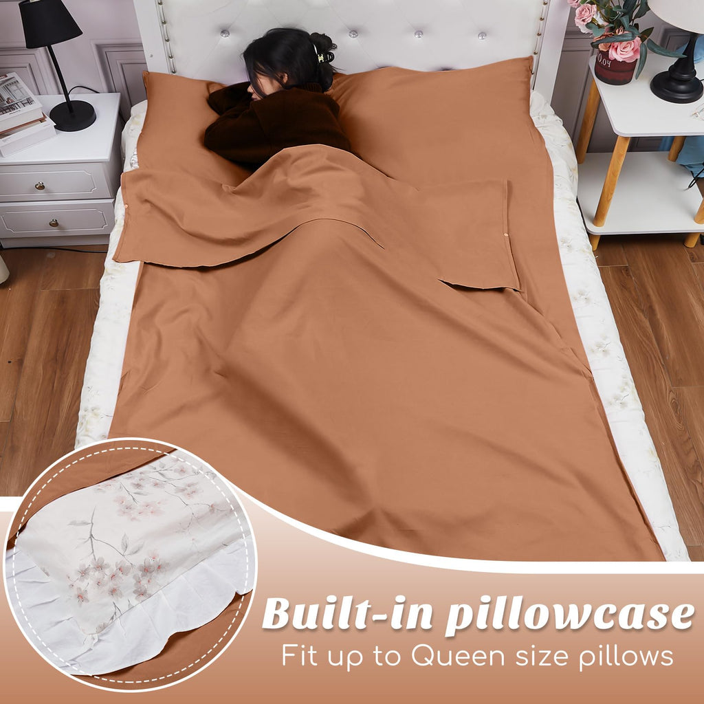 Irenare Self Tan Sleep Sack Reusable Body Self Tanners Lightweight Breathable Tanning Sleeping Sac for Bed Travel Sleeping Bag(Brown)