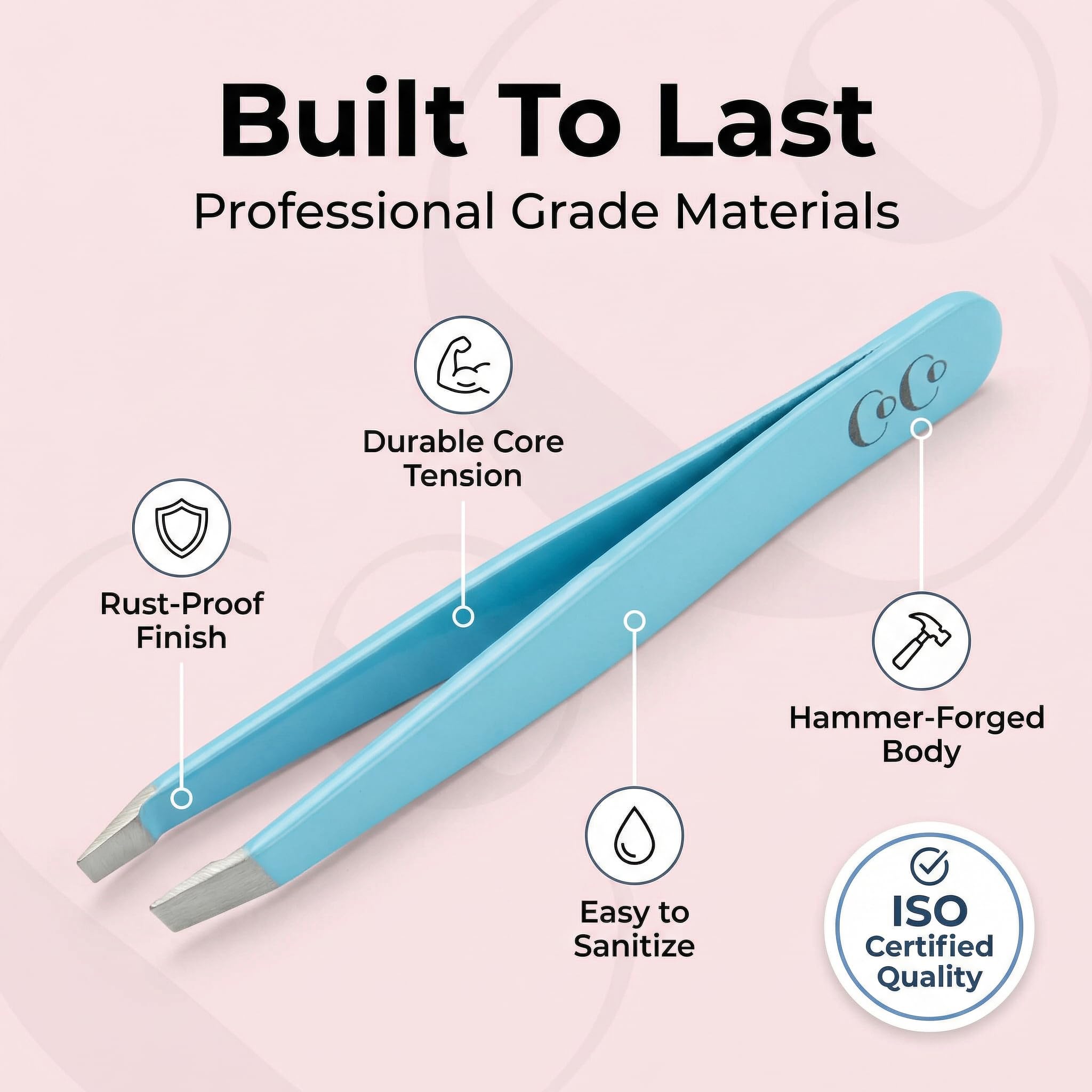 Professional Slant Tweezers – Precision Eyebrow Tweezers, Medical Grade Stainless Steel for Facial Hair, Ingrown Hair & Splinter Removal