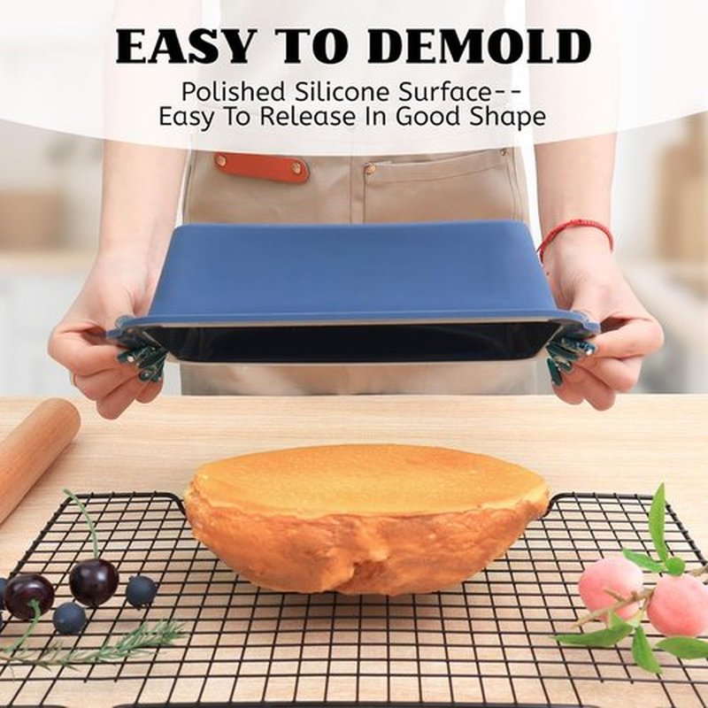 Skiennix Silicone Bread Pan - Nonstick 9.5 x 5 Inch Loaf Pan with Metal Frame for Homemade Baking