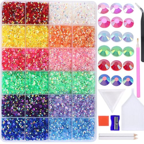 LIUDAMAI 33000PCS Jelly AB Resin Rhinestones 3mm Flatback Crystals Strass Glitters Stone for DIY Decoration Super Glitter Crystal Flatback Stones Bulk Rhinestone for Nail Art (C16)