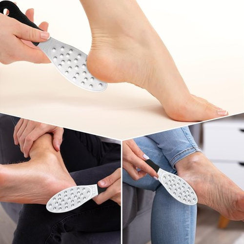 2 Pcs Stainless Steel Foot Scraper Metal Foot File Double Sided Foot File Callus Remover Professional Foot Rasp Scrubber for Wet or Dry Skin Easy to Clean Pedicure Tool Heel (Black)