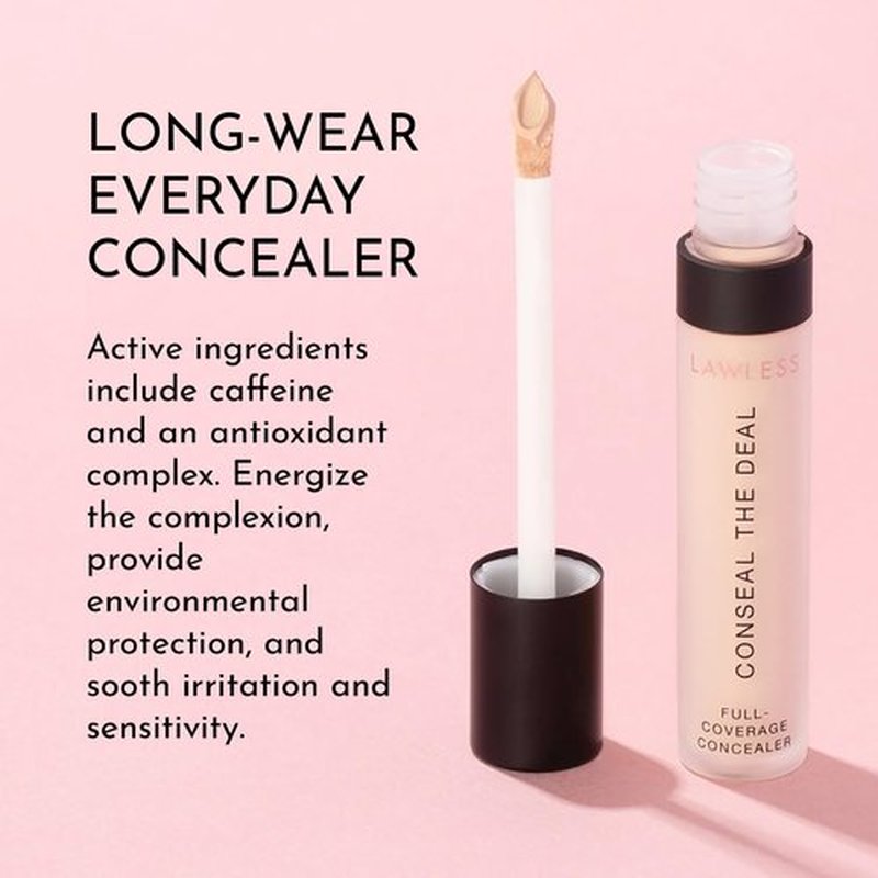 LAWLESS Conseal The Deal Lightweight Longwear Everyday Concealer - Linen - with Antioxidants and Caffeine to Reduce Dark Circles and Puffiness. Long-Wearing and Self-Setting, Silicone-Free - 5 ml.