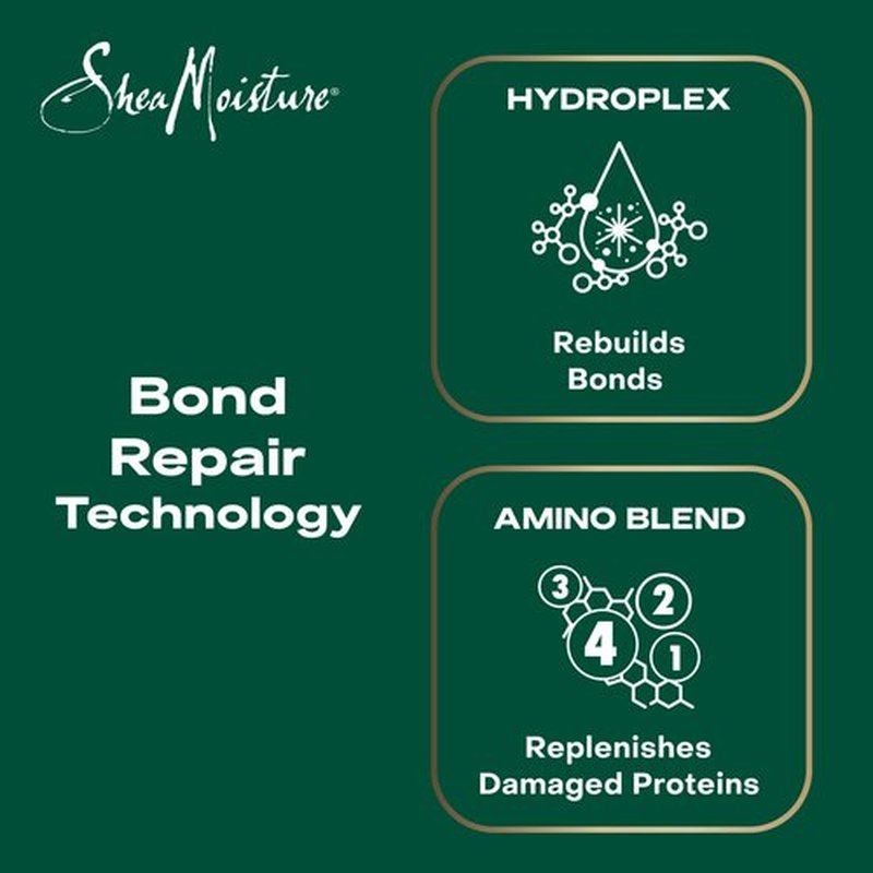 SheaMoisture Bond Repair Shampoo, Conditioner, Leave-In, & Masque 4 Pk Alma Oil to Strengthen Hair with Restorative HydroPlex Infusion