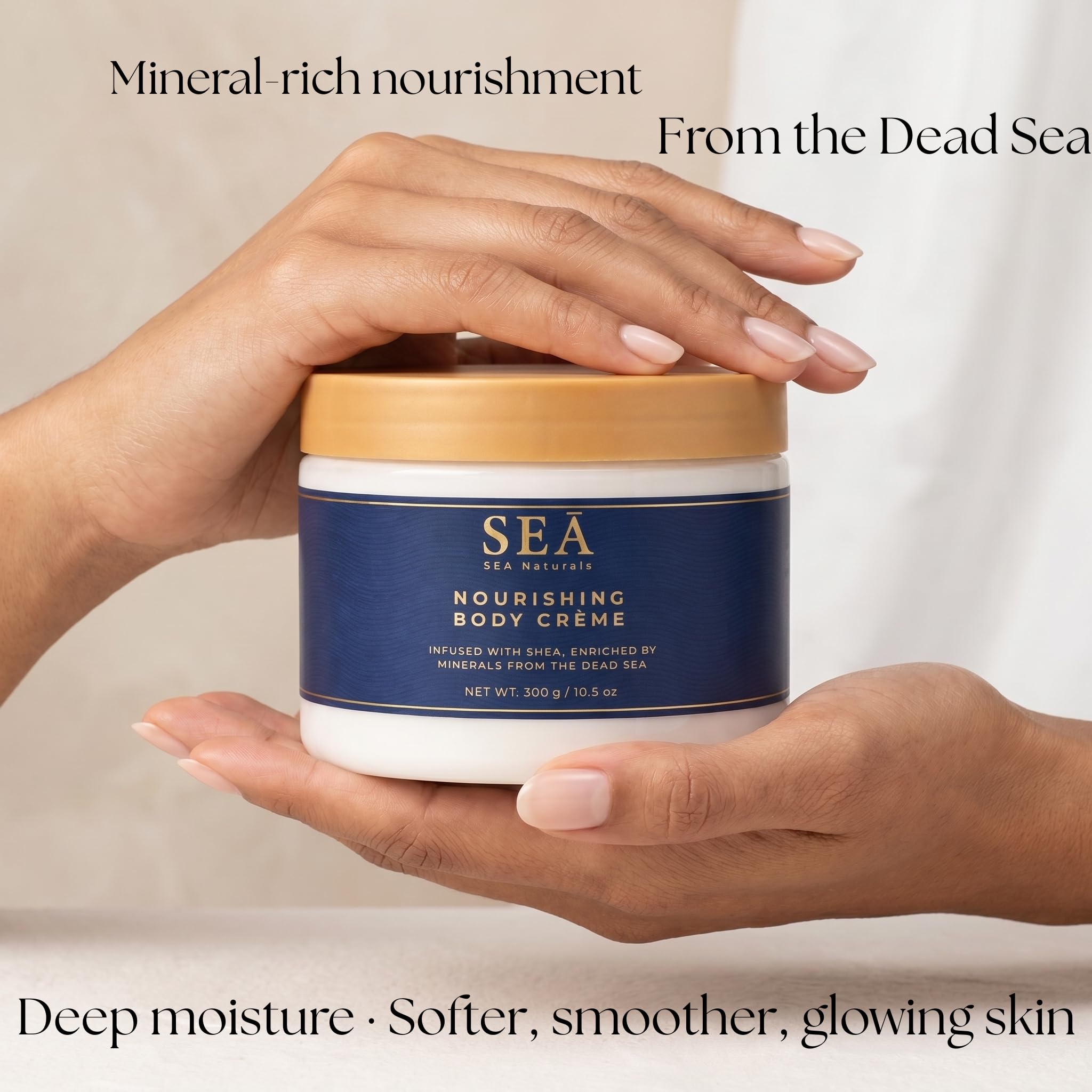 SEA Naturals Dead Sea Minerals Body Crème | Anti-Aging Daily Moisturizer with Retinyl Palmitate (Vitamin A) & Shea Butter | Hydrating Lotion for Dry Skin & Fine Lines, 10.5 oz