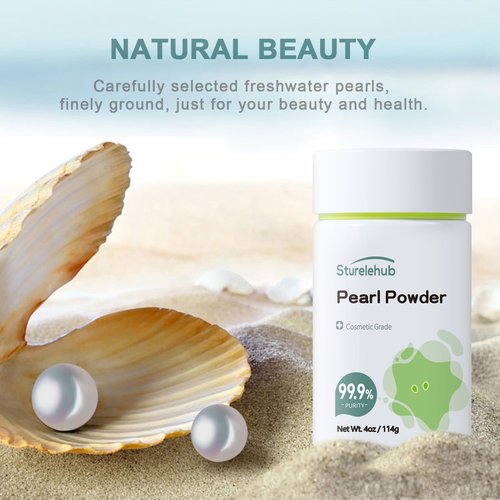 Sturelehub Pearl Powder Organic, for Face, 4OZ / 114g 99.9% Purity, Cosmetic Grade, For DIY Mask, Cream And Lotion, Organic Pearl Powder For Homemade Cosmetics