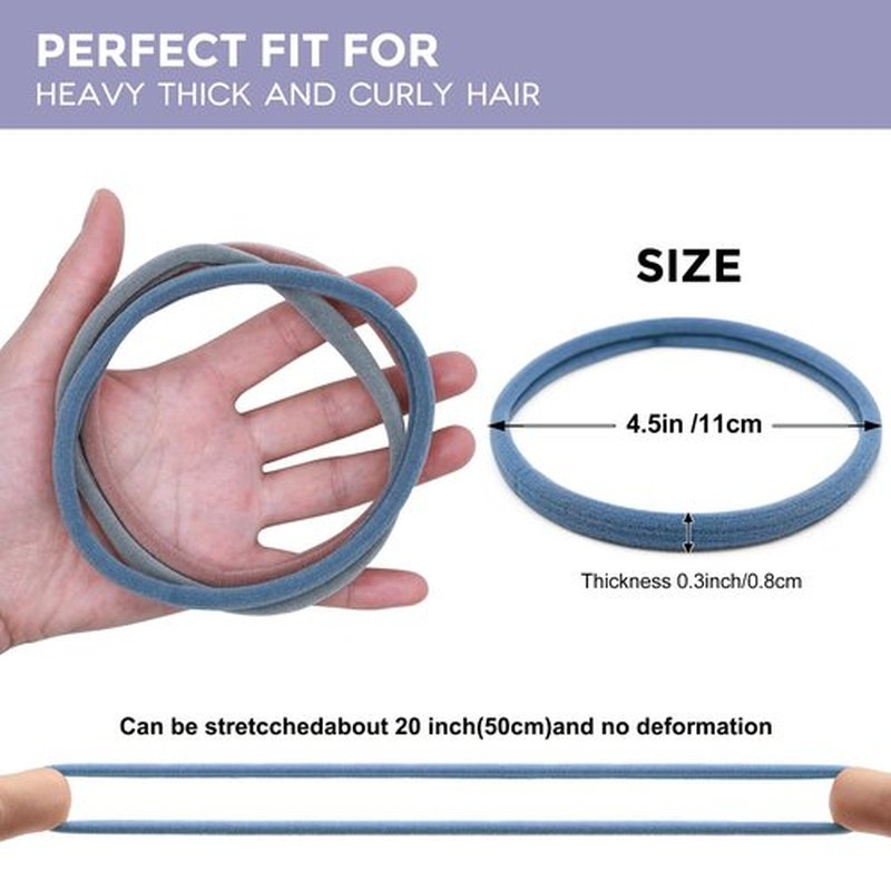 Qooocy Long & Curly Fit Hair Ties - Damage Free Hair Ties - Seamless Long Thick Elastics Hair Accessories - No Snagging, Dents, or Breakage (15 Count), Classic