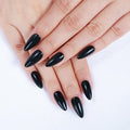 Rnker Press On Nails - Black, Almond Black Top gel Nails with Bright Finish, 15 Sizes - 30 Nail Kit with Glue