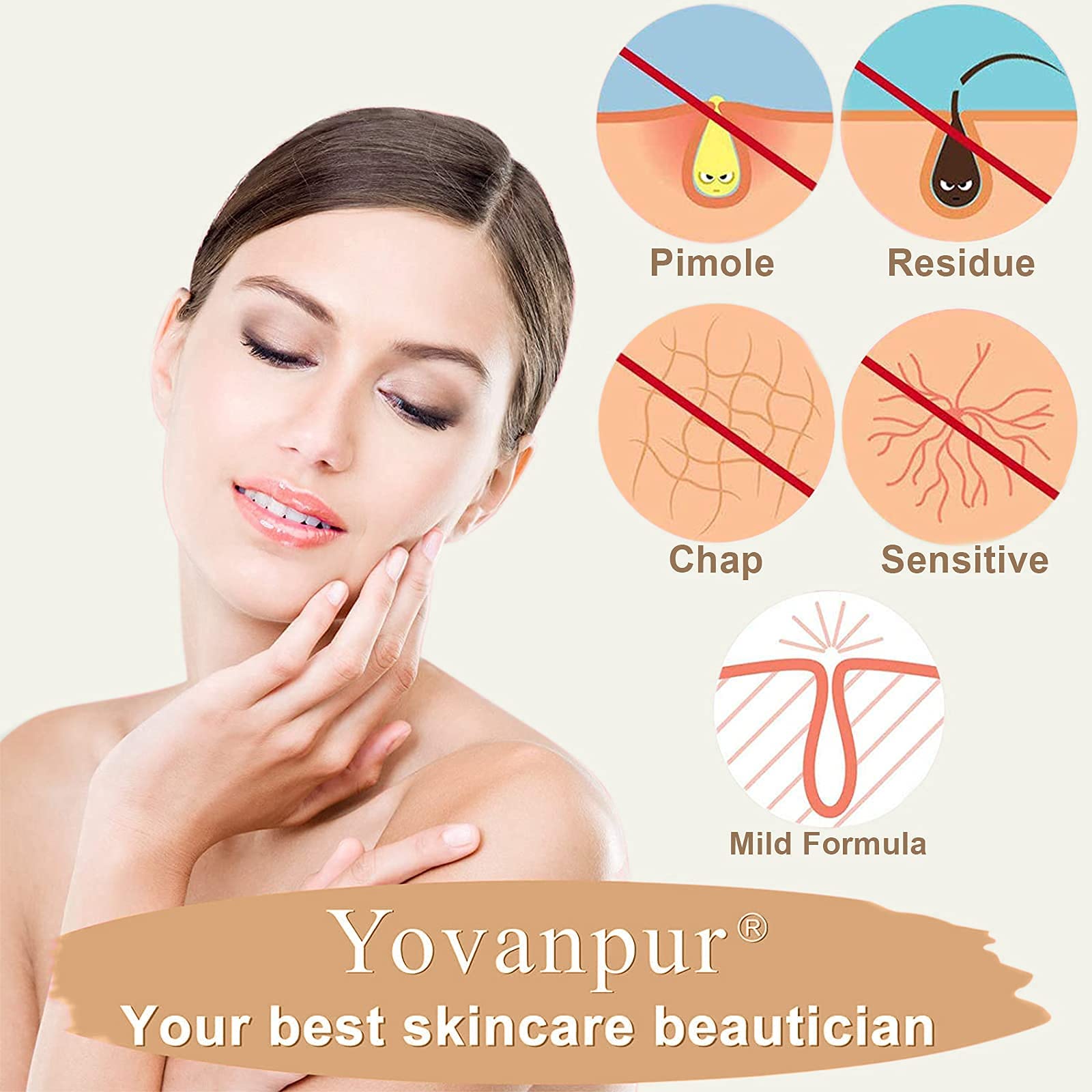 Yovanpur Hard Wax Beads for Hair Removal, Wax Beans for Sensitive Skin, Suitable for Bikini, Legs, Face, Back, Eyebrow, Chest for Women & Men, 300g (10 Oz)/bag