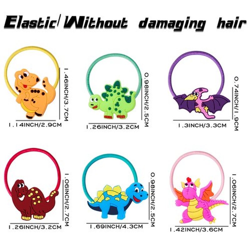 36PCS Dinosaur Hair Ties for Women Girls, Elastic Hair Ties Ponytail Holder Cute Hair Accessories (36pcs, Dinosaur)