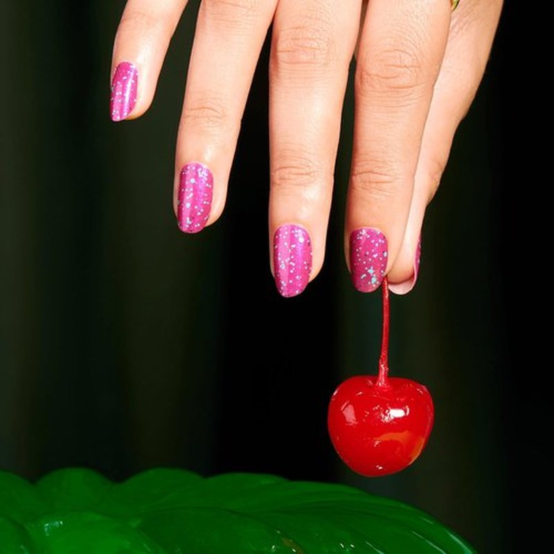 Color Street - Bauble & Bright - Hot Pink Glitter Nails with Blue Sparkle, Real Nail Polish Strips, Festive Holiday Manicure - 16 Double-Ended Strips