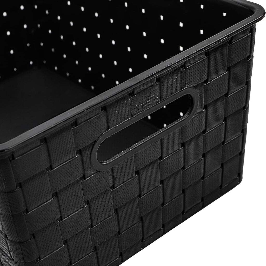 Bekith 5 Pack Woven Plastic Storage Basket, Small Plastic Storage Bin, Rectangular Cabinet Organizer for Home & Office, 9.8" L x 7" W x 4.5" H