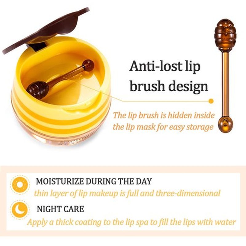 Bee Lip Balm Honey Pot, 4 Pack Honey & Strawberry Lip Mask Propolis Lip Mask Moisturizing Hydrating Prevention Dry and Cracked Lip Scrubs Exfoliator (2 Honey+2 Strawberry) (D#)