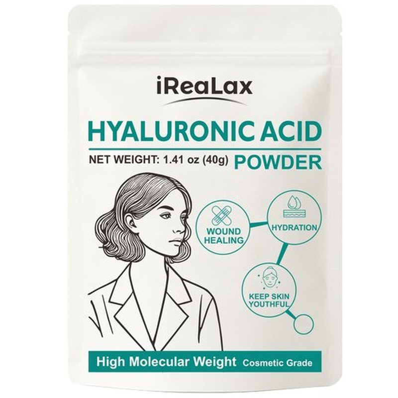 Hyaluronic Acid Powder | High Molecular Weight Hyaluronic Acid Serum Powder | 40g(1.41oz) Cosmetics Grade | Sodium Hyaluronate HA | LMW HMW Hyaluronic Acid ingredients to make gel and DIY Serums