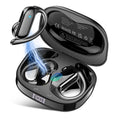 Open Ear Earbuds, Bluetooth 5.4 Wireless Earbuds with Ear Hooks, 32H HiFi Stereo Open Ear Headphones with Clear Calls, IPX7 Lightweight Air Conduction Headphones for Workouts and Running, Black