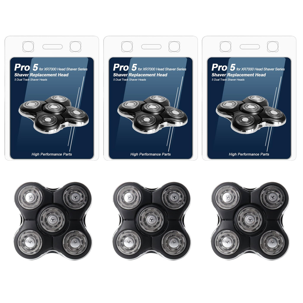 OXSITO 3 Pack 5-Head Replacement Blades for Remingtons XR7000 Balder Pro, Dual Track Flexing Cutters for Bald Head Shaving, Washable Electric Razor Spare Part
