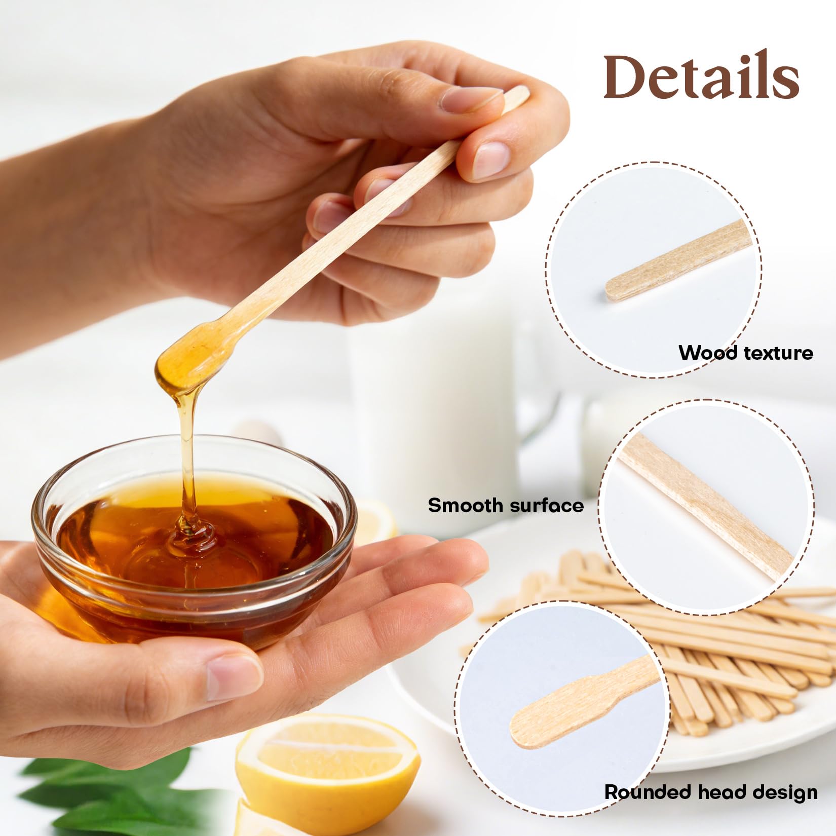 RAQEHO 200Pcs Eyebrow Wax Sticks - Small Wooden Waxing Sticks Wooden Wax Applicator for Nose Eyebrows Lips Hair Removal Waxing Essentials Mini Craft WoodSticks Esthetician Supplies for Home Salon Use