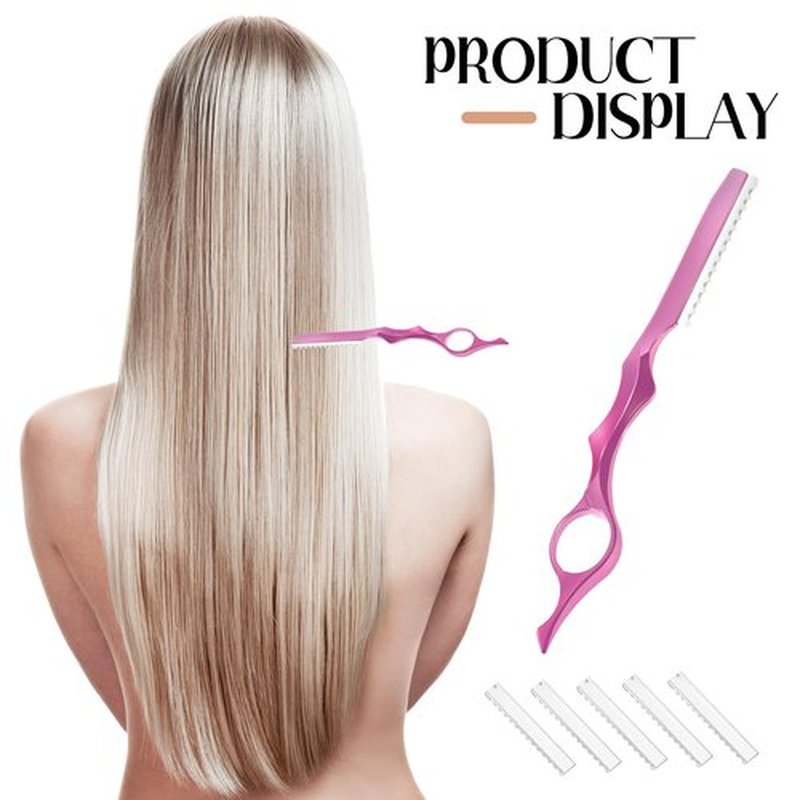 Mudder 11 Pcs Hair Razors for Cutting Hair Thinning Styling Feather Razors Kit with Replacement Stainless Steel Cutting Tool for Salon Home Use(Pink)
