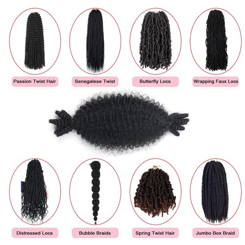 8 Inch 7 Packs Springy Afro Twist Hair Marley Twist Braiding Hair Wrapping Hair for Soft Locs Butterfly locs Short Spring Twist Hair for Women (8inch, 1b-7)