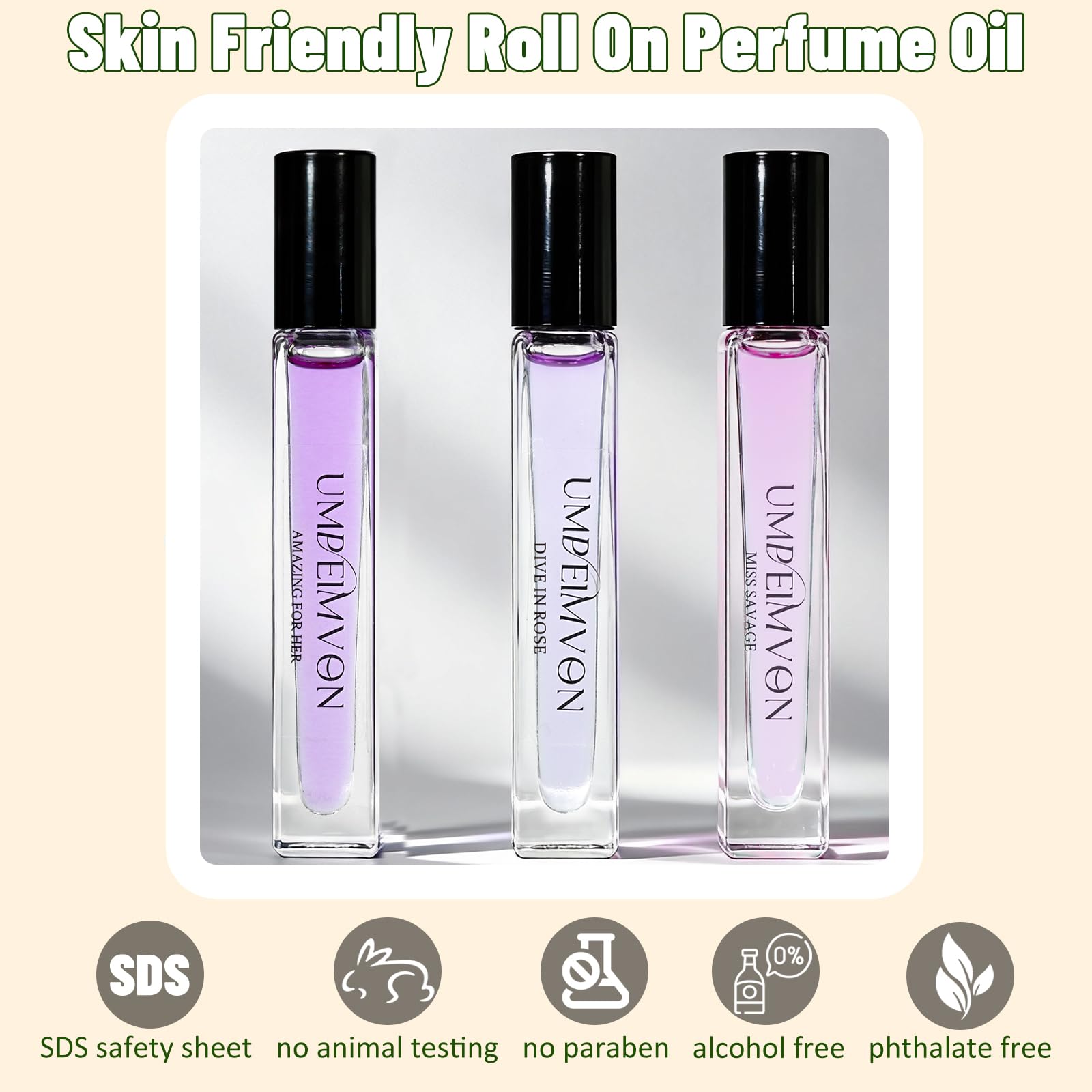 Umpeimvon 3 Pack Marshmallow Blush Perfume Oils for Women, Pink Blush Perfume Oil Roll On, Sweet Floral and Fruity, Travel Size 0.33 Fl. Oz