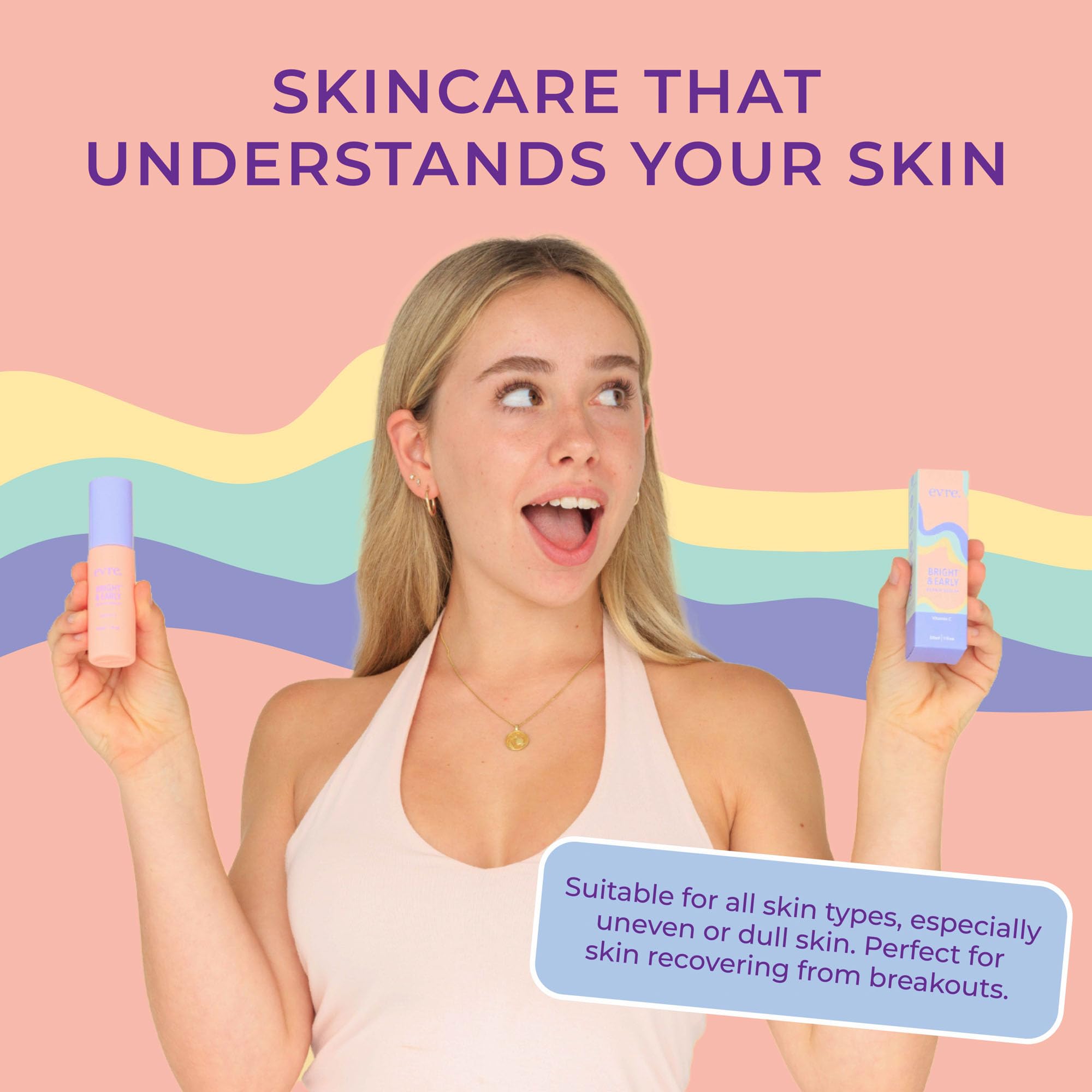 Evre Bright & Early Teen Vitamin C Repair Serum, Brightens, Hydrates & Evens Skin Tone, Natural, Cruelty-Free & Palm-Free, Great for Sensitive Skin, 1 Fl Oz