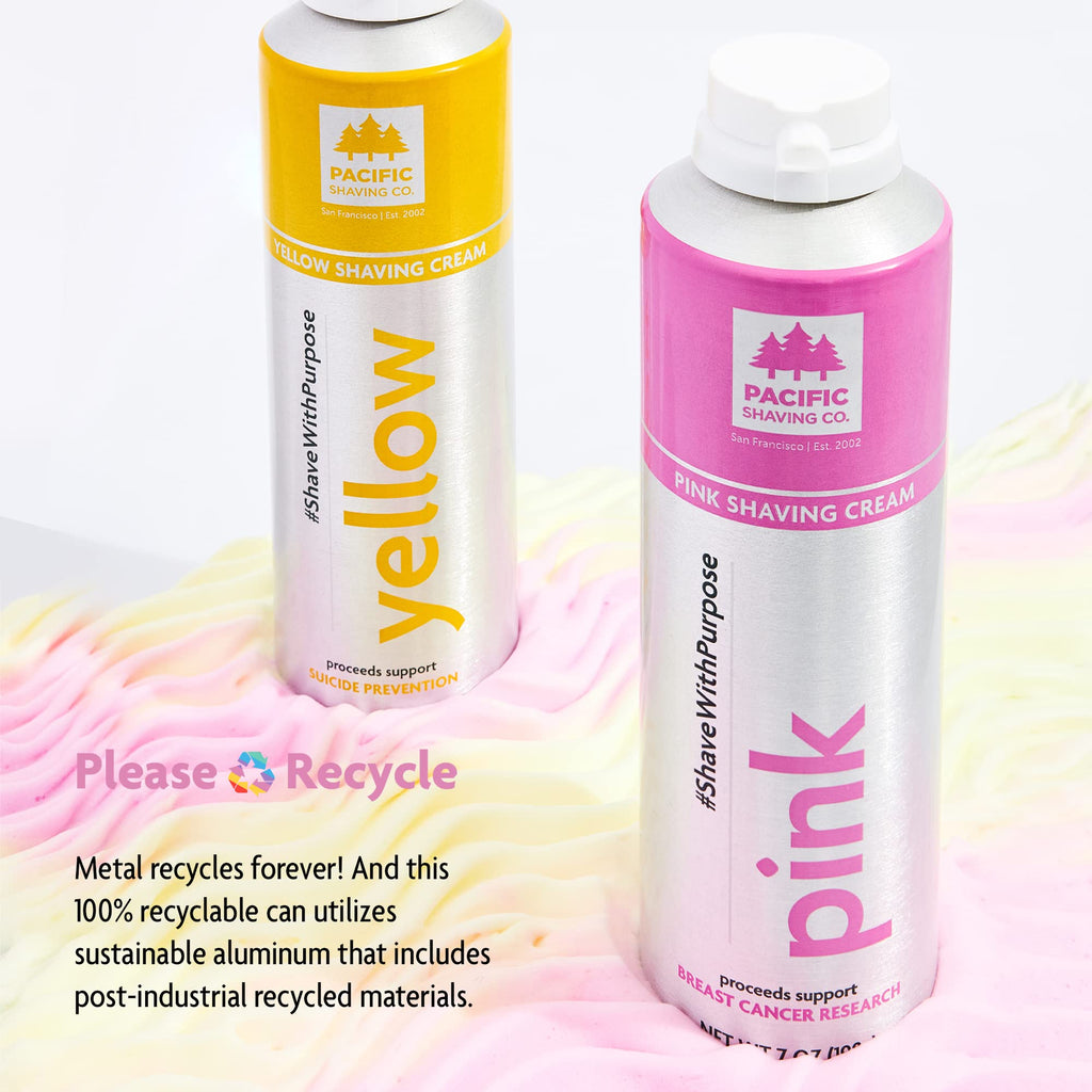 Pacific Shaving Company PINK Shaving Cream - Shave with Purpose - Safe & Natural Ingredients, Cruelty Free, Made in the USA - Pack of 2 (7 oz each)