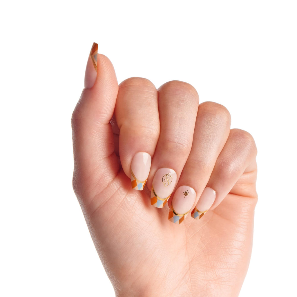 WICKED X imPRESS Press On Nails, ‘Jolly Old Shiz’, Multicolor, Medium Coffin, New Improved Adhesive, Up To 10 Day Hold, Includes 30 Fake Nails, 1 Prep Pad, 1 Manicure Stick, 1 Mini File