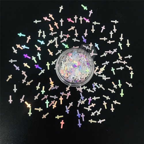10g Pack - Sliver Cross Shape Glitter - Festival Rave Beauty Makeup Face Body Nail Art Tumbler Holiday DIY Decoration LB100