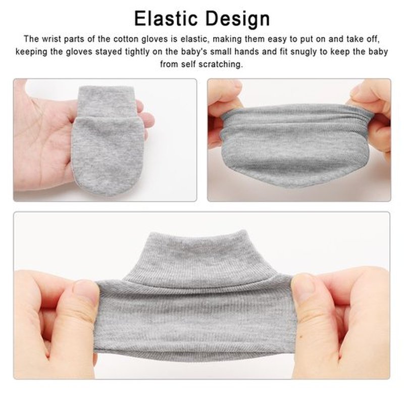 BQUBO Newborn Infant Mittens No Scratch Cotton Elastic Wrist Gloves Hypoallergenic for 0-6 Months Baby Boys Girls