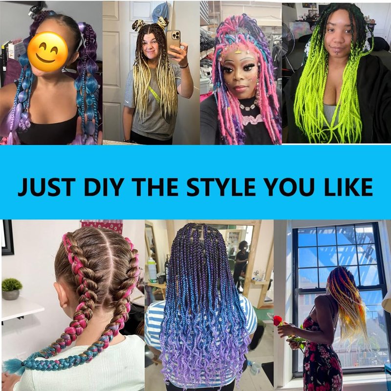 Xiaofeng Prestretched Braiding Hair Extensions Ombre Dark Blue Yaki Texture Braid Hair for Box braids 26 Inch Synthetic Braids Extension B20