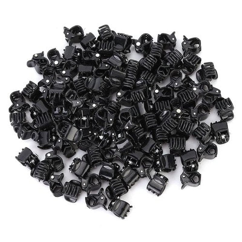 Haosie Mini Hair Clips Set - 100 Stylish Non-Slip Black Plastic Claw, Jaw Clips, Crown Claws and Clamps Hair Accessories for Girls and Women