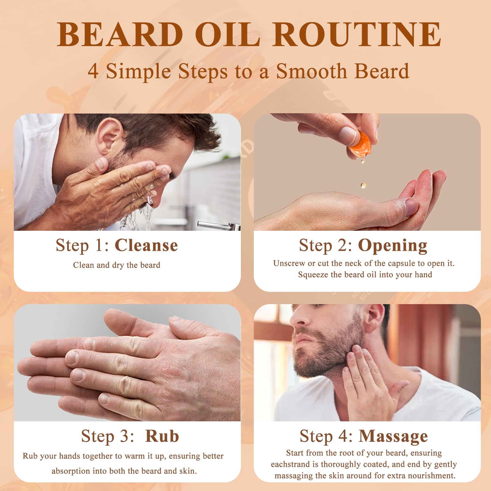 Varolan Beard Oil Capsules for Men,Natural Cedarwood Mens Beard Oil,Naturally Derived Conditioner with Argan Oil,Grapeseed Oil,Jojoba Oil and Vitamin E for Softening and Moisturizing Beard
