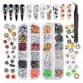 2 Boxes Halloween Nail Charms 3D Ghost Pumpkin Face Spider Web Bat Skull Spider Nail Art Supplies Decorations Halloween Nail Art Charms for Women (24 Grids)