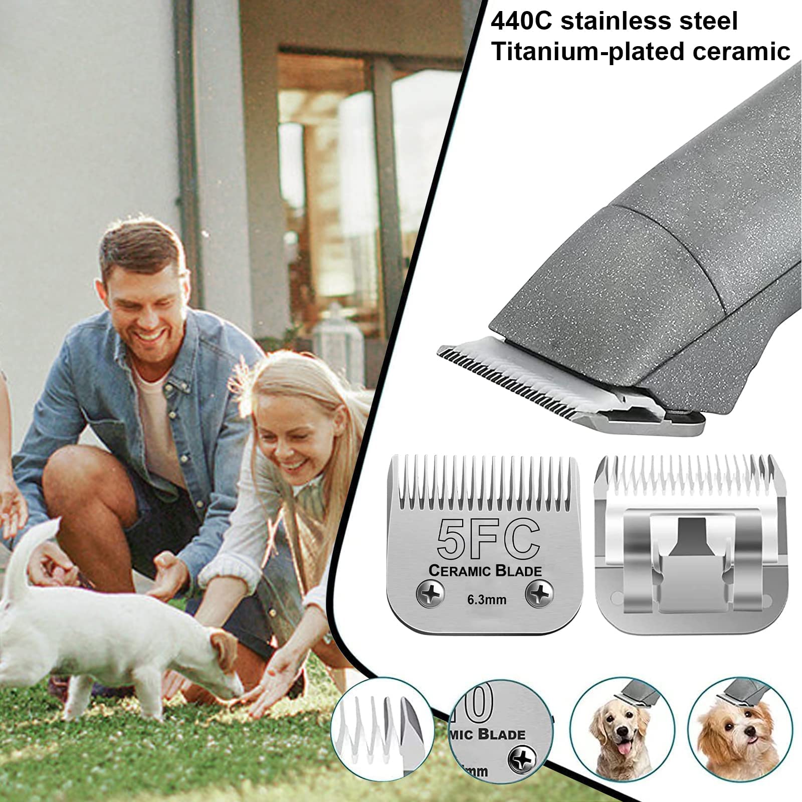 5FC Blade Dog Grooming Clipper Blades,Compatible with Andis Dog Clipper