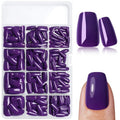 LuckForever 360pc Coffin Press Press on Nails Medium Fake Nails with Glue & Tabs, Medium Ballerina Fake Nails Press ons Nail Coffin Acrylic Glue Nail Tips False Artificial Nail Violet Stick on Nails
