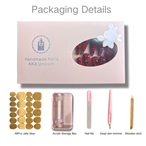AKA Unicorn Trendy Handmade Press On Nails Long Square Shape,10Pcs Crystal AB Diamonds Acrylic Fake Nails with 3D Rhine Stone Luxury Design Stick On Nail for Woman Gift