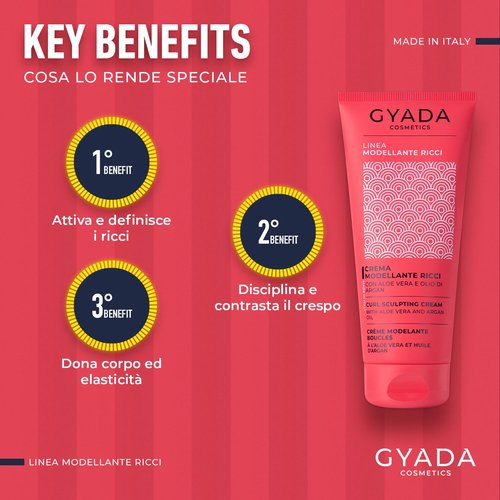 GYADA Curl Defining Cream - Frizz Control Leave-In for Curly & Wavy Hair with Moroccan Argan Oil - 6.76 fl oz