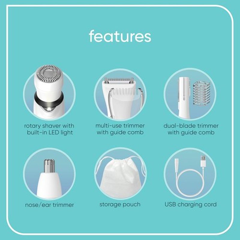 Conair GIRLBOMB All-in-One Trimmer & Shaver Set for Women - Wet/Dry, Rechargeable, Versatile Design