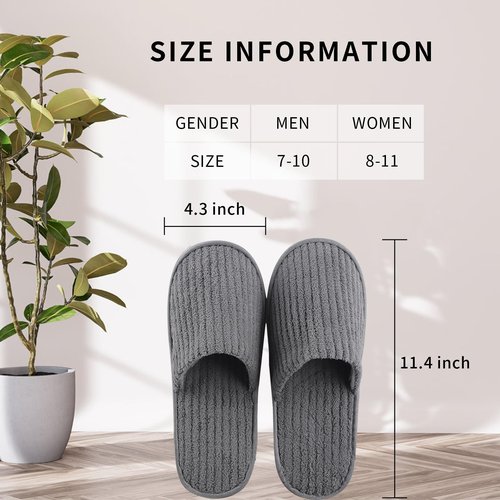 HJORZMM Disposable Slippers for Guests, 10 Pairs Coral Fleece Non Slip Hotel Slippers, Unisex, Washable Reusable for Hotel, Guest, Travel, Bride, Women