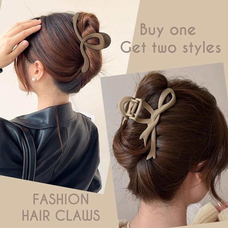 COLLIBEL 5.2 Inch Extra Large Claw Clips - 6 Pcs for Thick Hair, Women's Matte Bow Ribbon Style Hair Claws