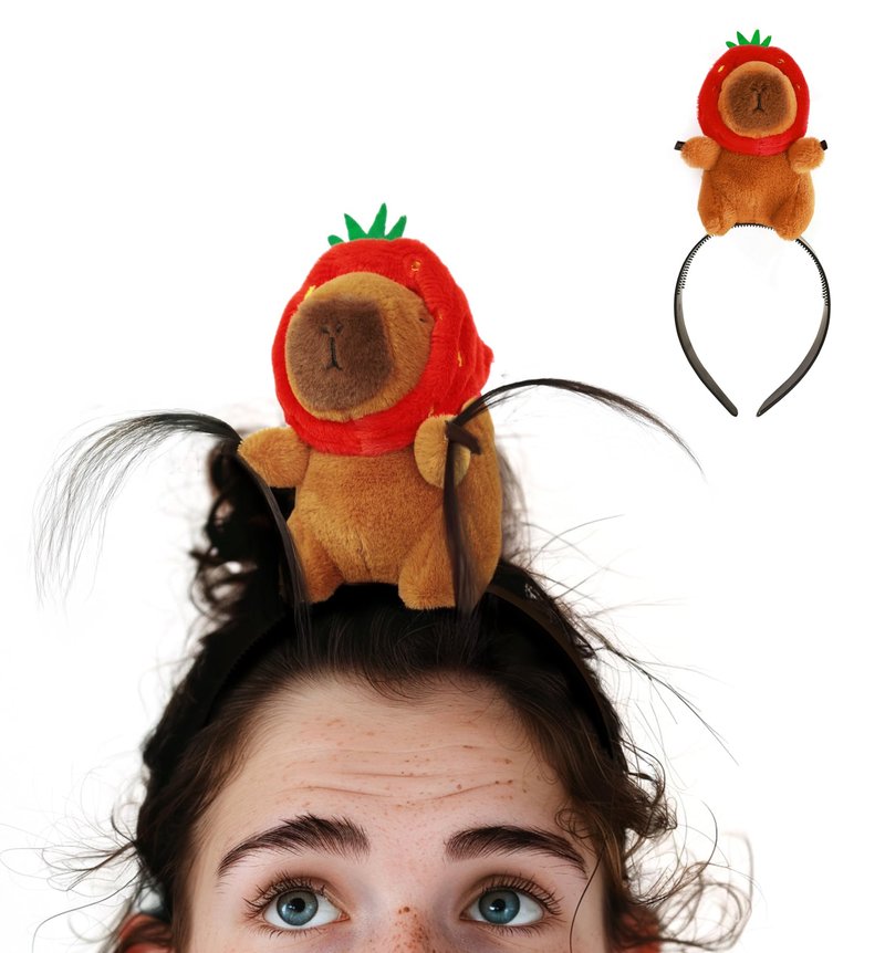 UQJE Adult Capybara Headband Funny Stuffed Capybara Hairband Cute Plush Hairpin Headwear Accessories (Style-2, One Size)