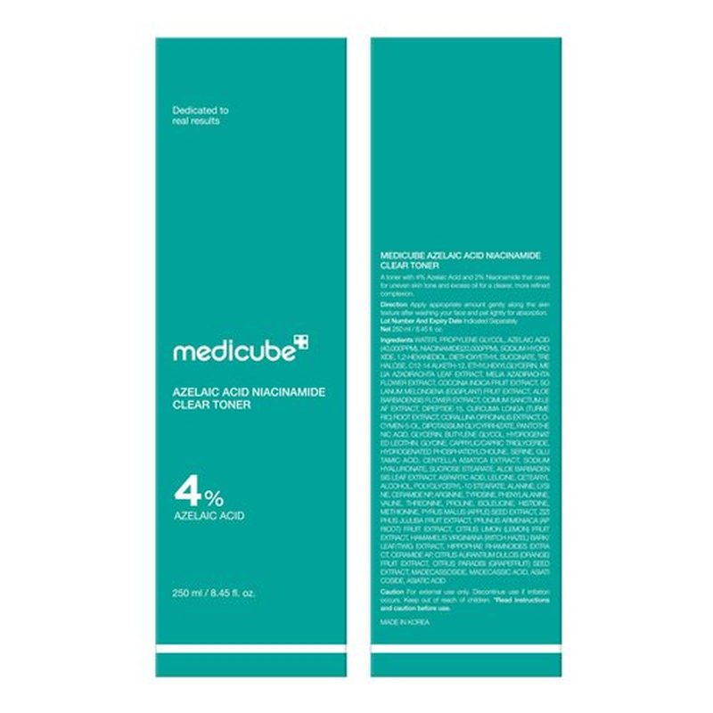 medicube Azelaic Acid Niacinamide Clarifying Toner | Troubled Skin Care, Ideal for Purifying & Calming | 4% Azelaic Acid & 2% Niacinamide| Soothing Daily Toner | Korean Skin Care | 8.45 fl.oz