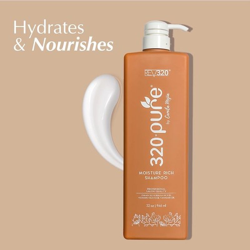 Rev320 Moisture Rich Shampoo - Nourishes & Repairs All Hair Types with Keratin-Omega & Argan Oil | 32oz