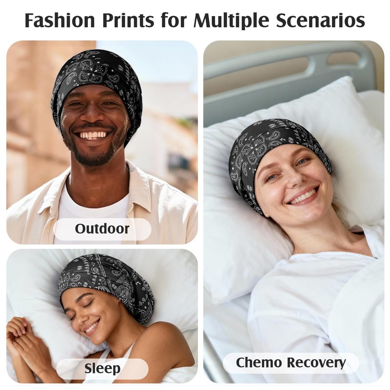 YFONG Mulberry Silk Hair Bonnet for Sleeping Women Men, Real Silk Lining, Not Satin, Stay On All Night Sleep Bonnet with Adjustable Strap for Curly Short Long Fine Hair, Black