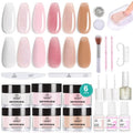 Beetles Dip Powder Nail Kit, 6 Colors Dipping Powder Nude White Pink Glitter with Base Top Coat Activator and Tools for French Nail Art, Easy DIY Home Manicure Salon Valentines Gift for Women